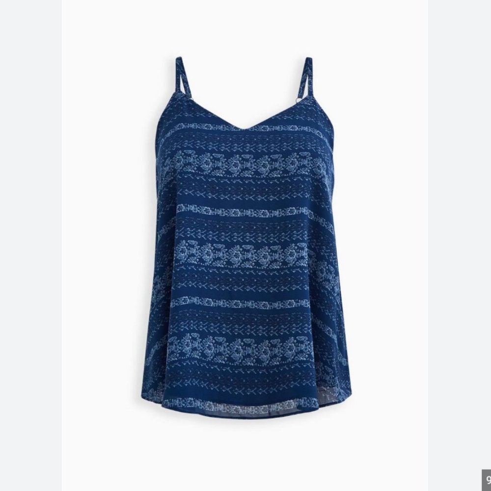 NWT Torrid Sophie Chiffon Swing Cami 1X 12 14 blue subtle pattern